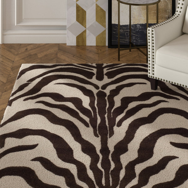 Mercer41 Christoffel Animal Print Handmade Tufted Wool Ivory/Brown Area